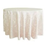 Toalha Redonda Bege Pérola Adamascada Jacquard 2,80m 8 Lugares